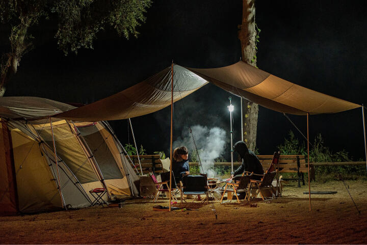 people with tent